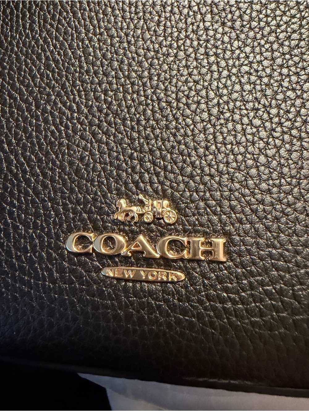 NWT Coach Camera Bag Black Pebbled Leather Crossbody with Gold Chain - Picture 10 of 10